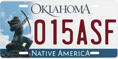 OK license plate 015ASF