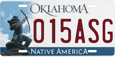 OK license plate 015ASG