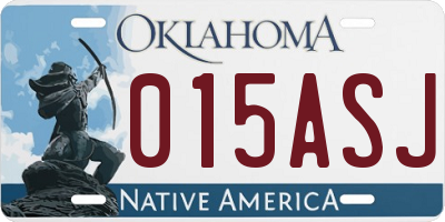 OK license plate 015ASJ