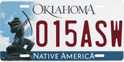 OK license plate 015ASW