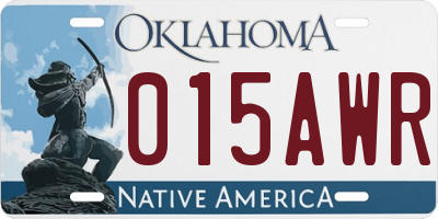 OK license plate 015AWR
