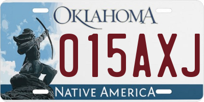 OK license plate 015AXJ