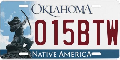 OK license plate 015BTW