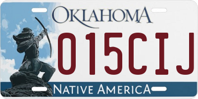 OK license plate 015CIJ