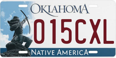 OK license plate 015CXL