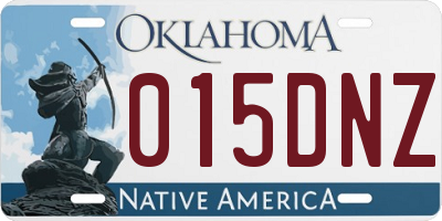 OK license plate 015DNZ