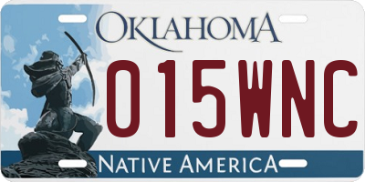 OK license plate 015WNC