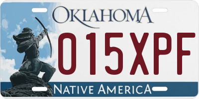 OK license plate 015XPF