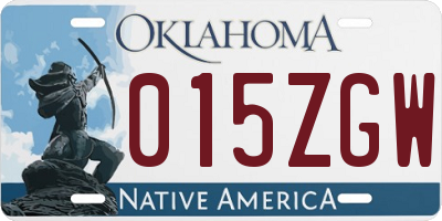 OK license plate 015ZGW