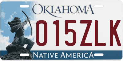 OK license plate 015ZLK