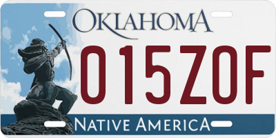 OK license plate 015ZOF