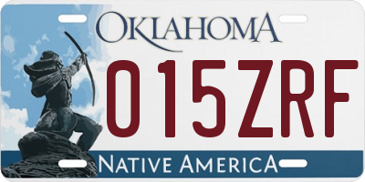 OK license plate 015ZRF