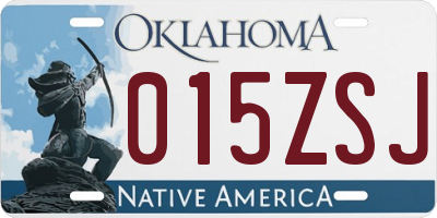 OK license plate 015ZSJ