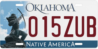 OK license plate 015ZUB