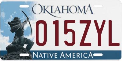 OK license plate 015ZYL