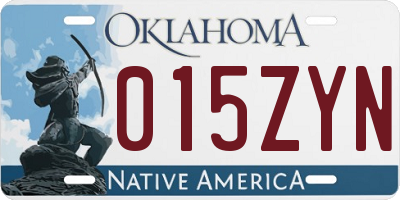 OK license plate 015ZYN