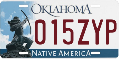 OK license plate 015ZYP