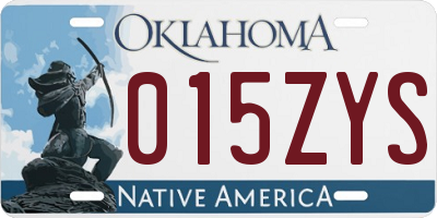 OK license plate 015ZYS