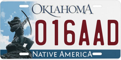 OK license plate 016AAD