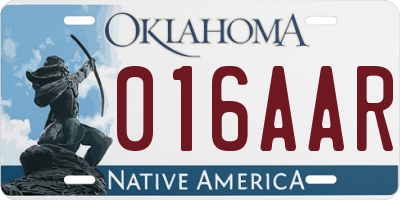 OK license plate 016AAR