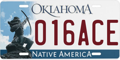 OK license plate 016ACE