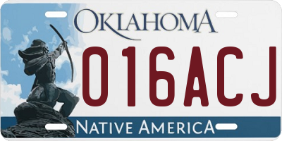 OK license plate 016ACJ