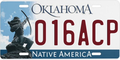 OK license plate 016ACP