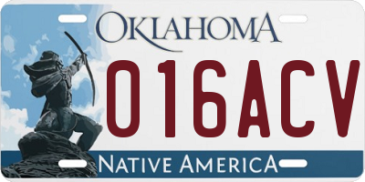 OK license plate 016ACV