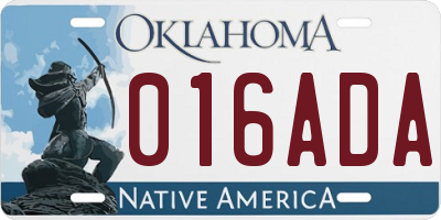 OK license plate 016ADA