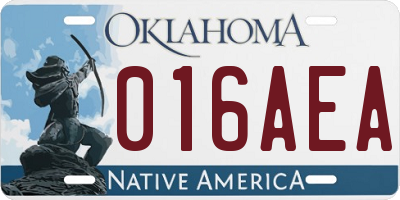 OK license plate 016AEA