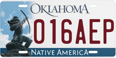 OK license plate 016AEP