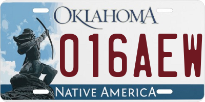 OK license plate 016AEW