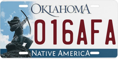 OK license plate 016AFA