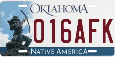OK license plate 016AFK