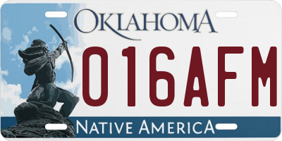 OK license plate 016AFM