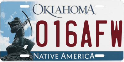 OK license plate 016AFW