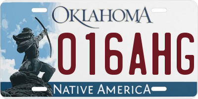 OK license plate 016AHG