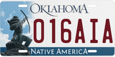 OK license plate 016AIA