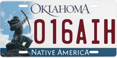 OK license plate 016AIH