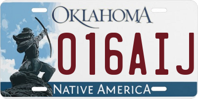 OK license plate 016AIJ