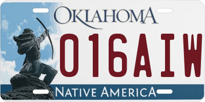 OK license plate 016AIW