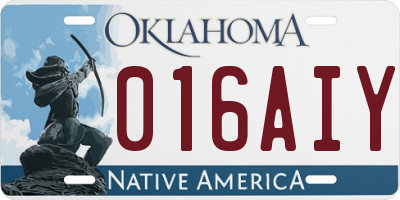 OK license plate 016AIY