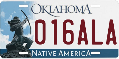 OK license plate 016ALA