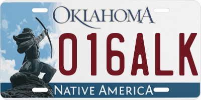 OK license plate 016ALK