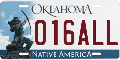 OK license plate 016ALL