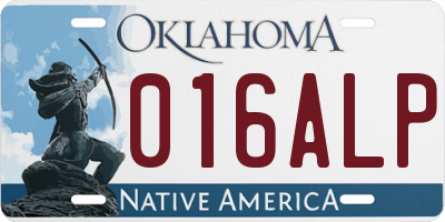 OK license plate 016ALP