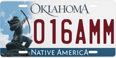 OK license plate 016AMM