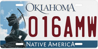 OK license plate 016AMW