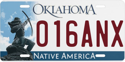OK license plate 016ANX