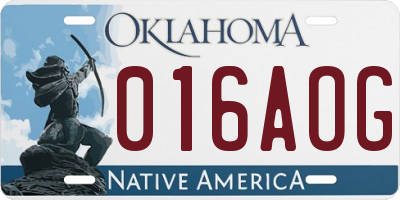 OK license plate 016AOG